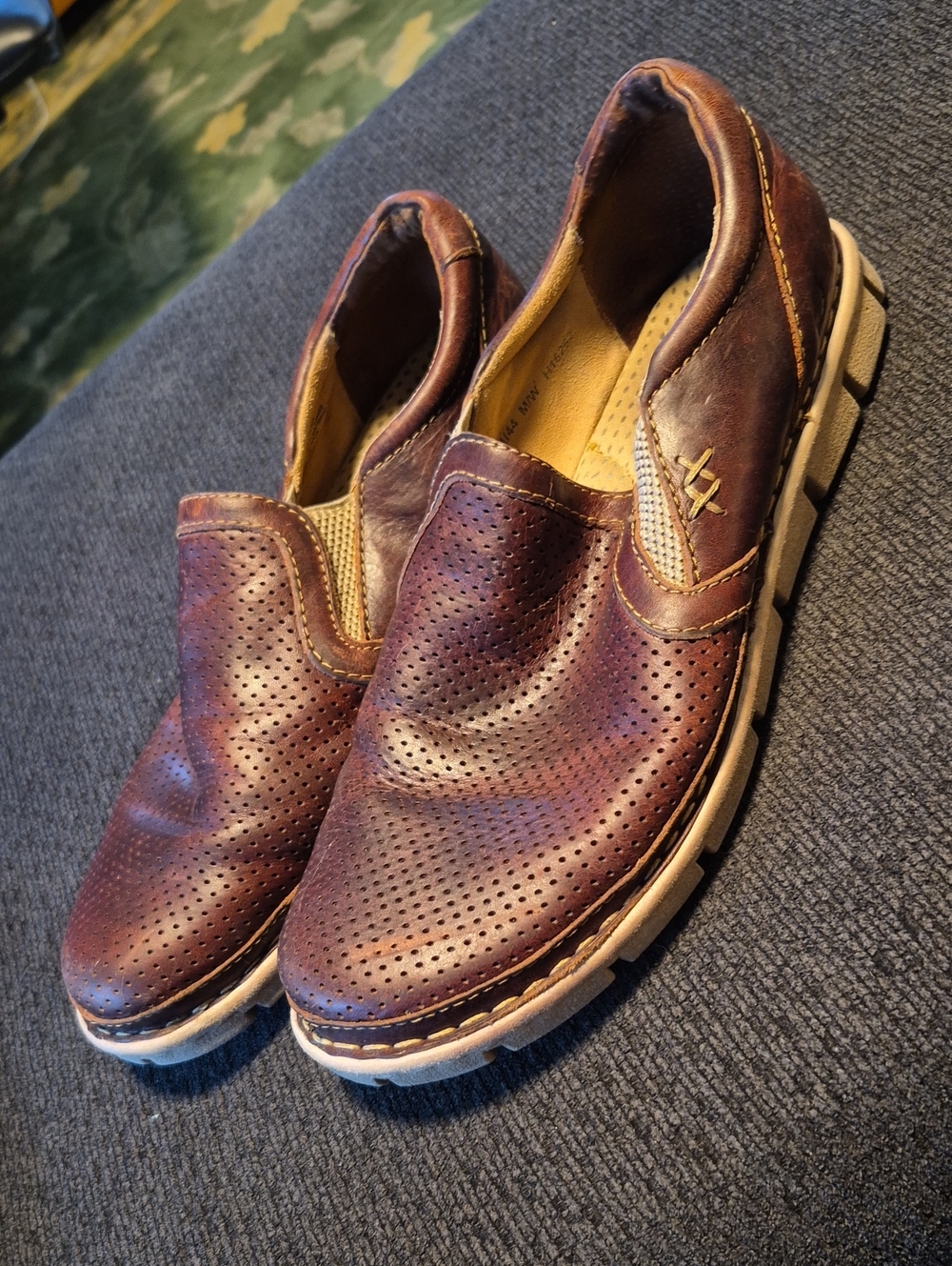 Born Men's Perforated Leather Slip-Ons - Brown